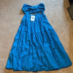 Blue Strapless two piece set